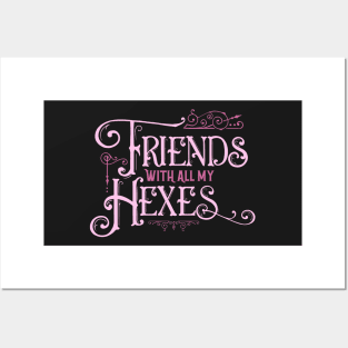 Friends with All My Hexes - Pink on Black Posters and Art